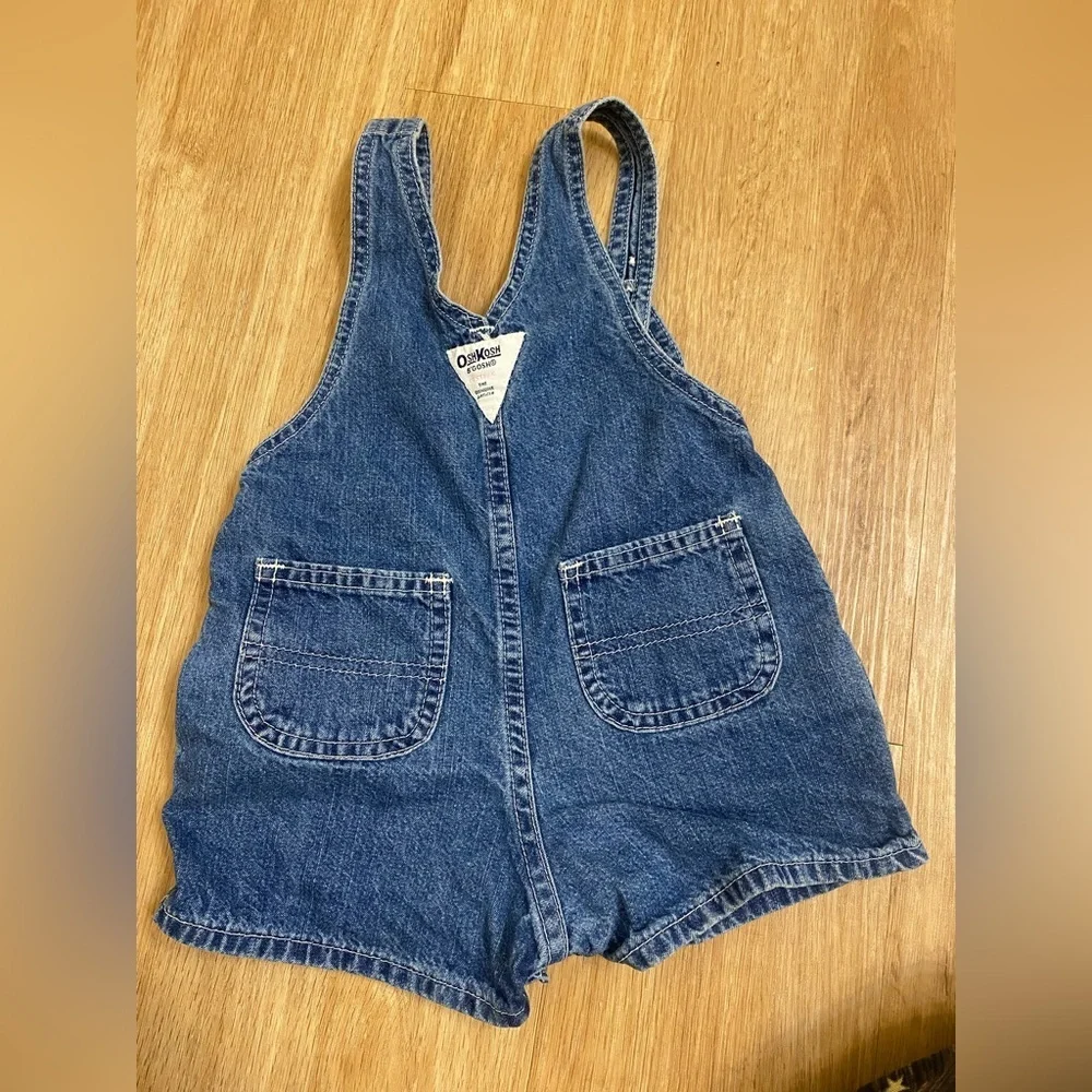 Vintage OshKosh B'gosh Blue Denim Overalls and Colorful Plaid Skirt